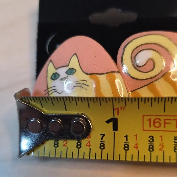Unique And Whimsical Laurel Burch 90s Style Cat Or Kitty Kat Pierced Earrings - Picture 7 of 14